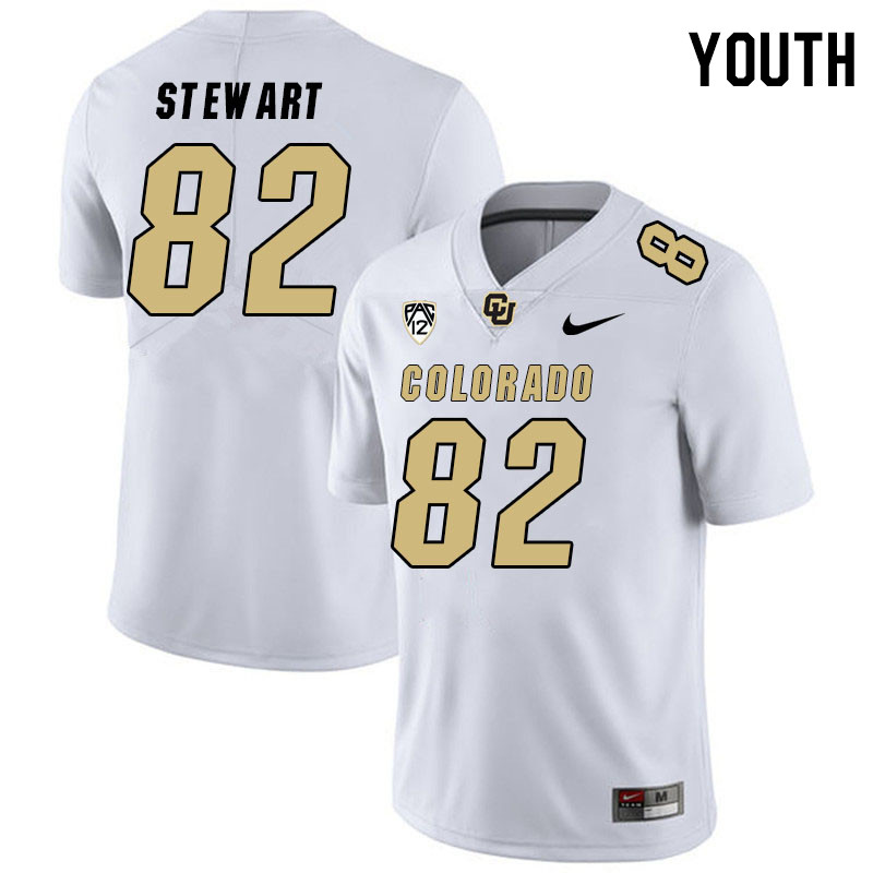 Youth #82 Kendal Stewart Colorado Buffaloes College Football Jerseys Stitched Sale-White